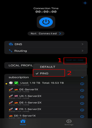 مرتب سازی کانفیگ&zwnj;ها بر اساس پینگ